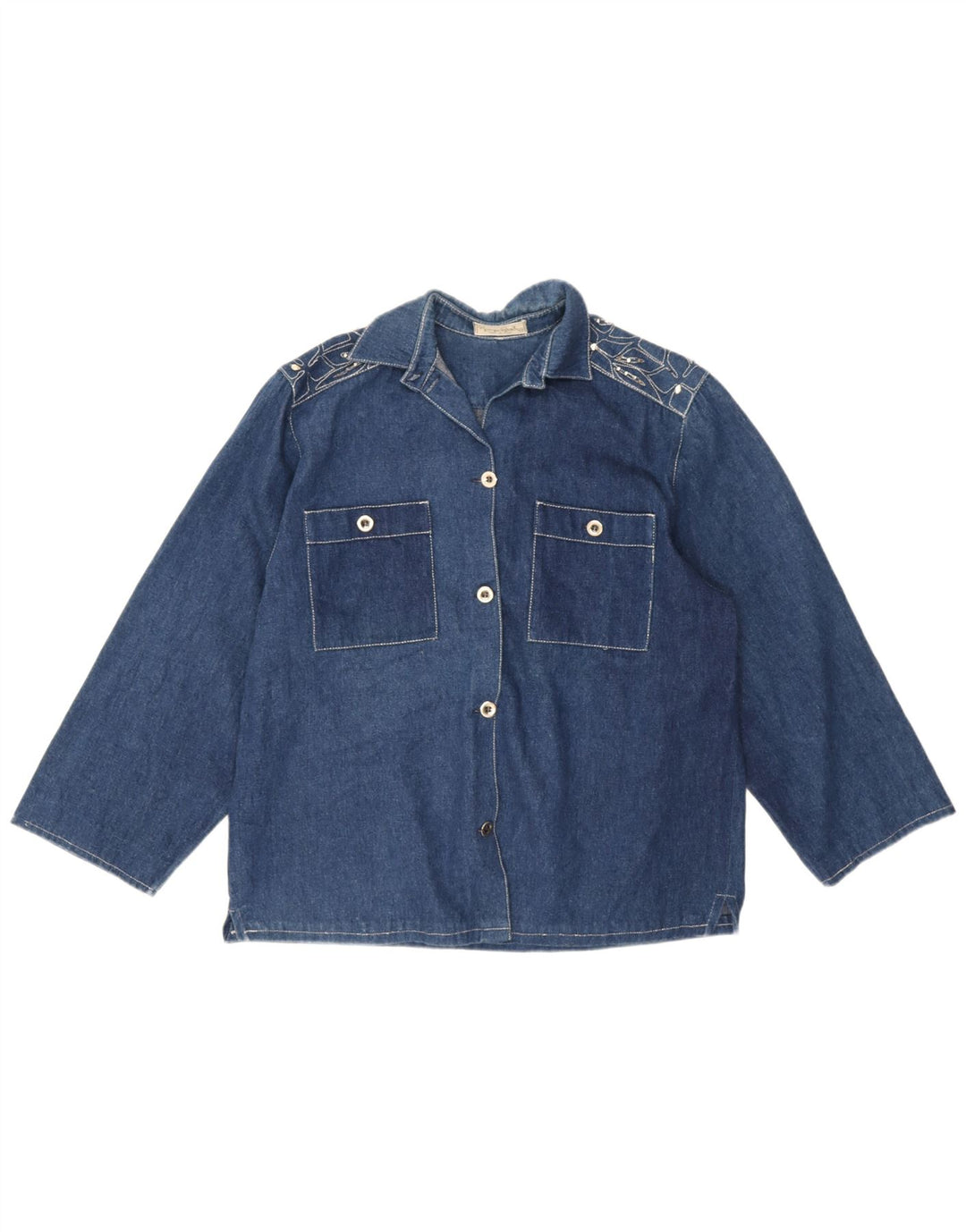 Giorgio Grati Damen Jeansjacke IT 44 Mittelblaue Baumwolle