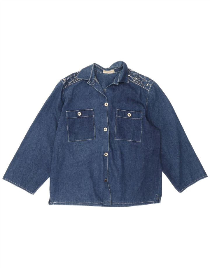 Giorgio Grati Damen Jeansjacke IT 44 Mittelblaue Baumwolle