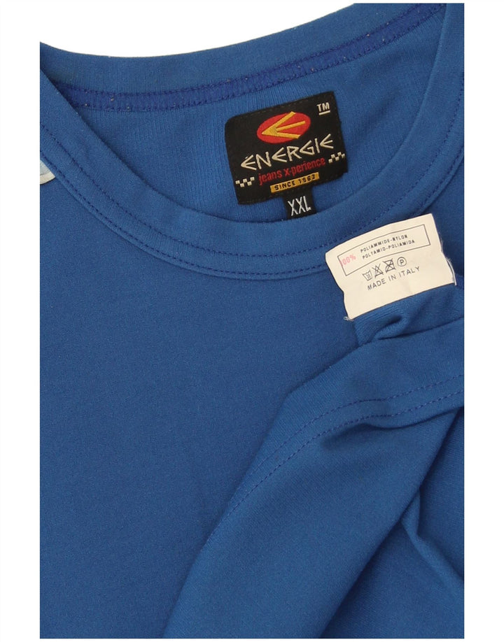 Energie Herren T-Shirt Top 2XL Blau Colourblock Polyamid