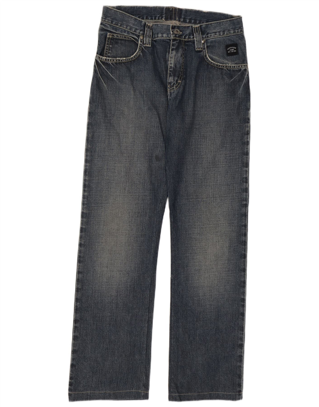 Calvin Klein Damen Straight Jeans W33 L30 Blaue Baumwolle