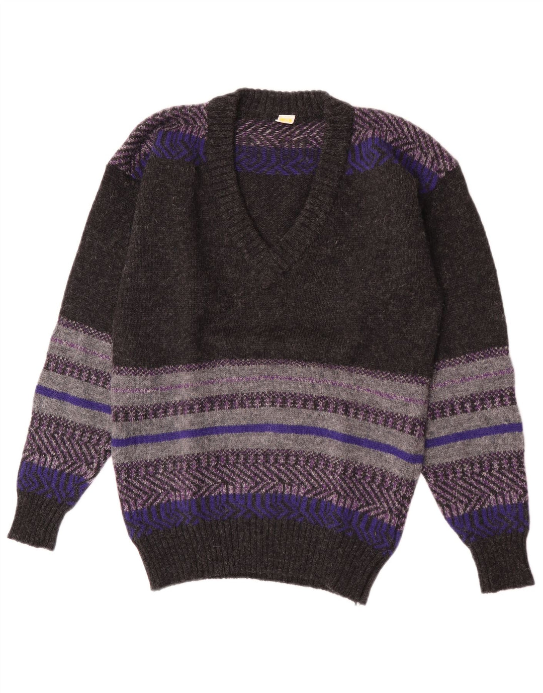 Mark Astor Herren-Pullover mit V-Ausschnitt, klein, grau gestreift