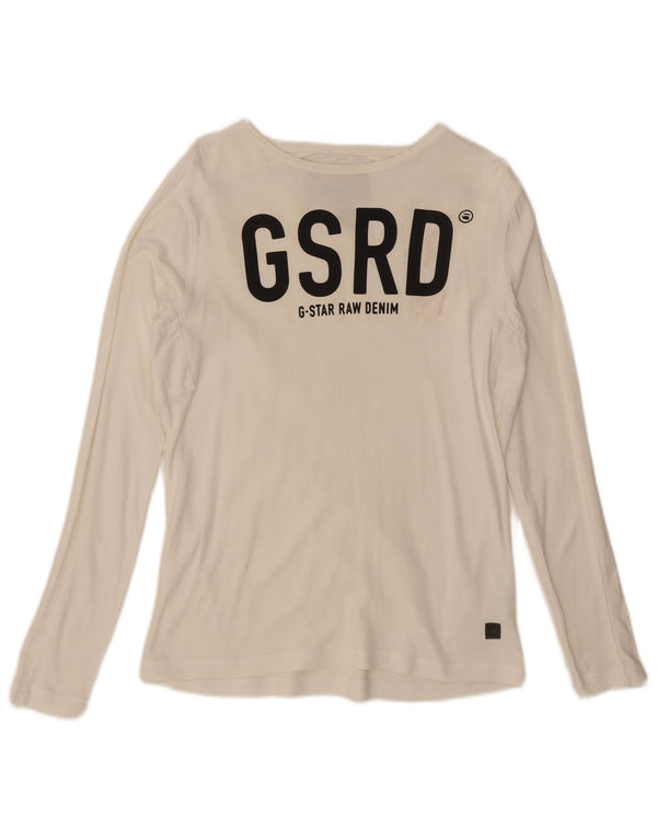G-Star Damen Graphic Top Langarm UK 14 Large Weiße Baumwolle