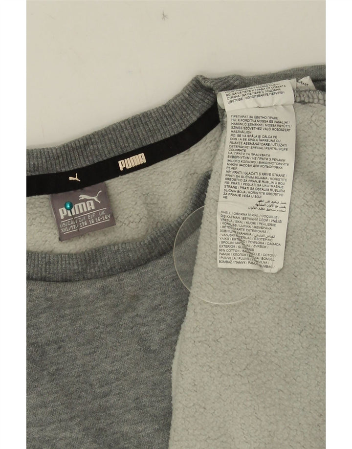 Puma Grafik-Sweatshirt für Jungen, 15–16 Jahre, grau gefleckte Baumwolle