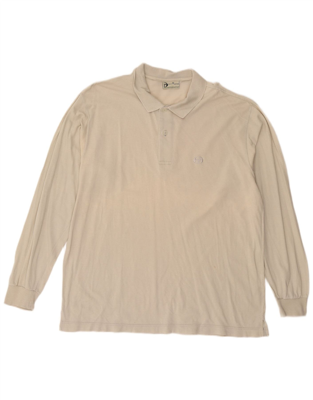 SERGIO TACCHINI Herren-Langarm-Poloshirt IT 52 Large aus cremefarbener Baumwolle