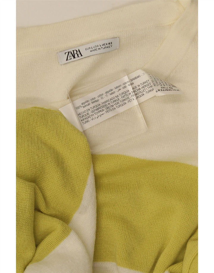 Zara Herren T-Shirt Top Large Off White Colourblock Baumwolle