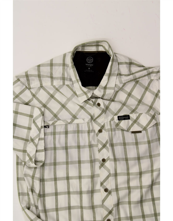 WRANGLER Mens Regular Fit Short Sleeve Shirt Large Green Check Polyester Vintage Wrangler and Second-Hand Wrangler from Messina Hembry 