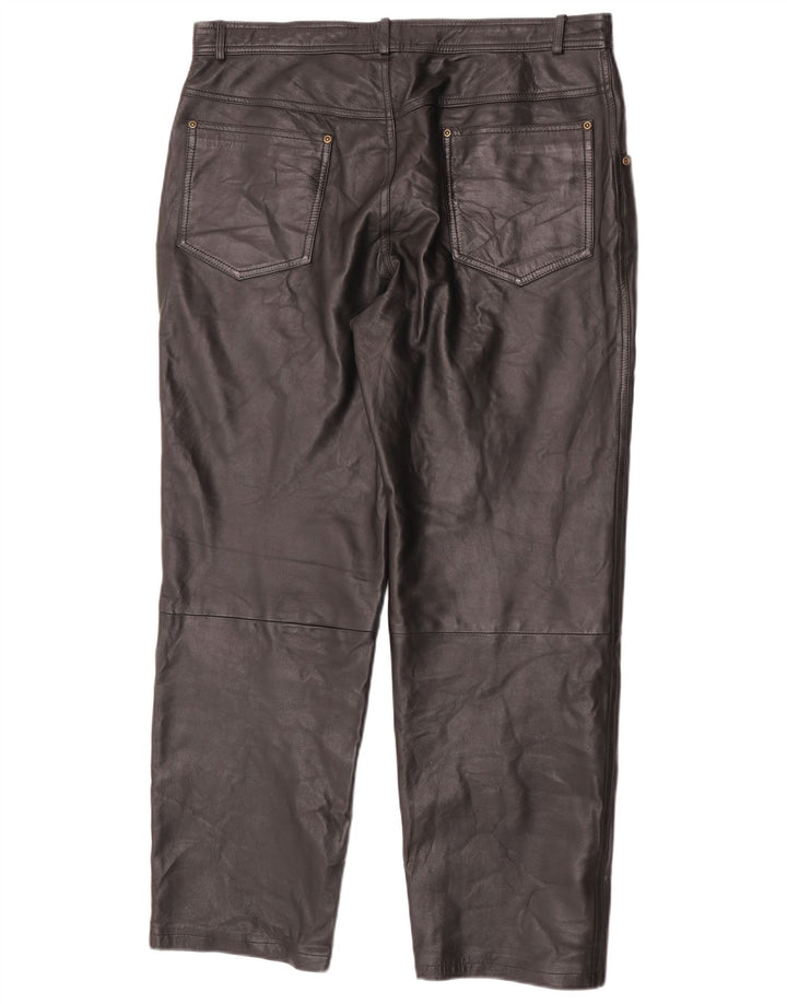 Angelo Litrico Herren gerade Lederhose W38 L30 Schwarz