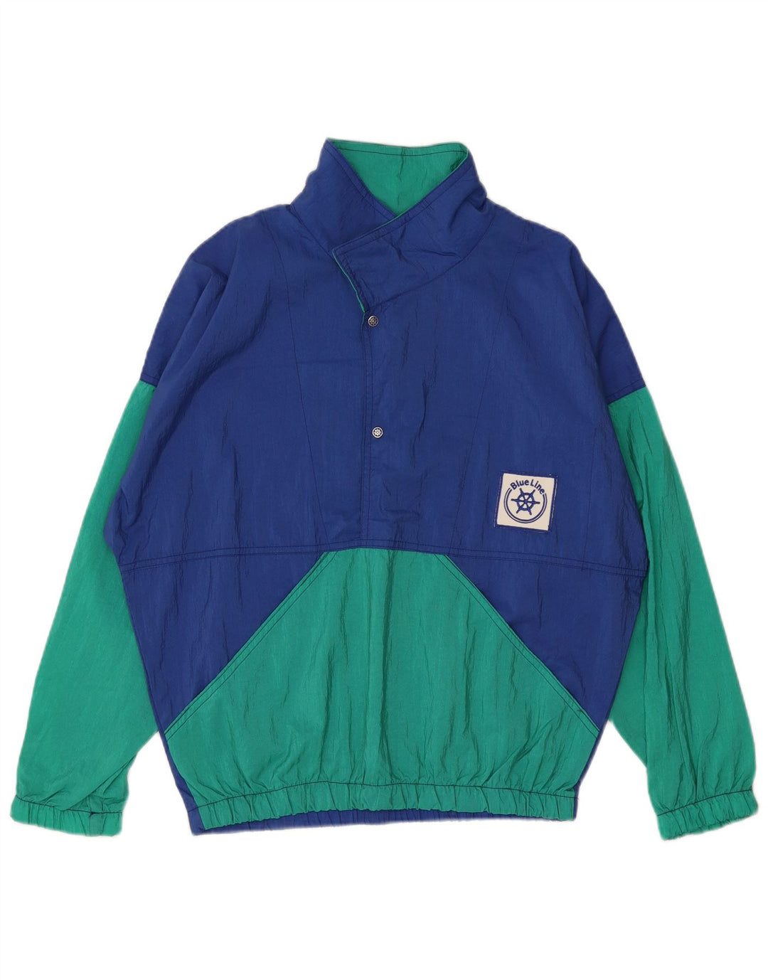 Vintage Herren Pullover Trainingsanzug Top Jacke XL Blau Colourblock Polyamid