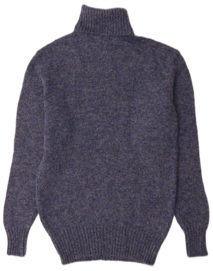 Vintage Herren Rollkragenpullover Pullover Kleine blaue Schurwolle