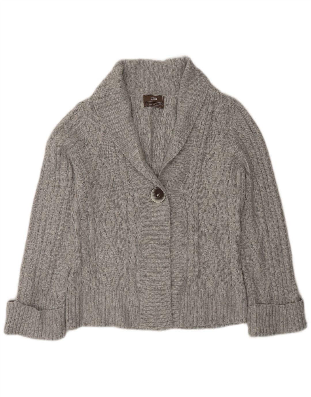 Marks & Spencer Damen-Cardigan-Pullover UK 12 Mittelgraues Acryl