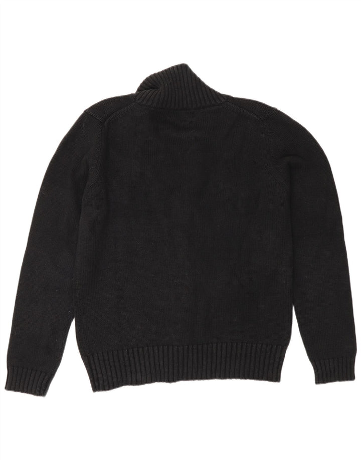 Zara Herren-Cardigan-Pullover, mittelschwarz, Baumwolle, klassisch