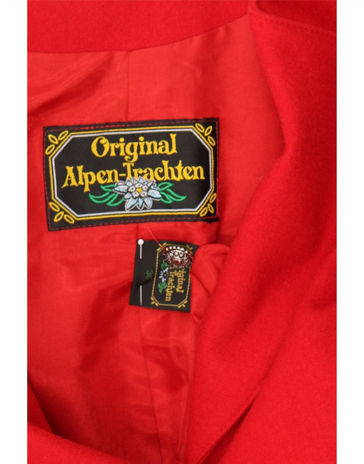 VINTAGE Womens Trachten Crop 2 Button Blazer Jacket EU 36 Small Red Vintage Vintage and Second-Hand Vintage from Messina Hembry 