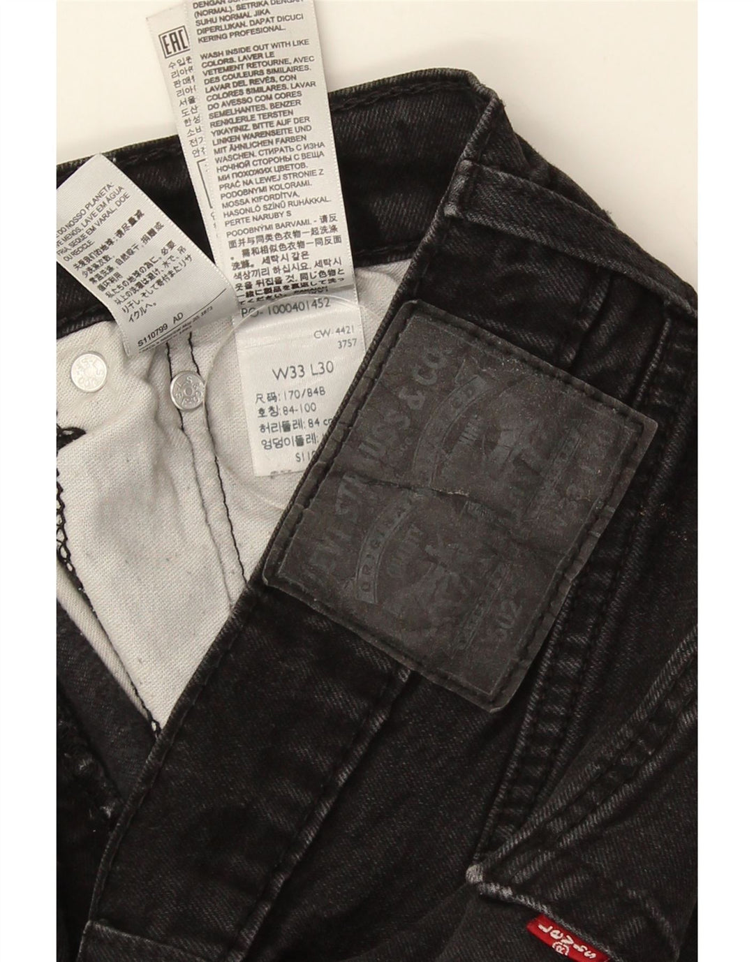 Levi's Herren 502 Tapered Jeans W33 L27 Schwarze Baumwolle