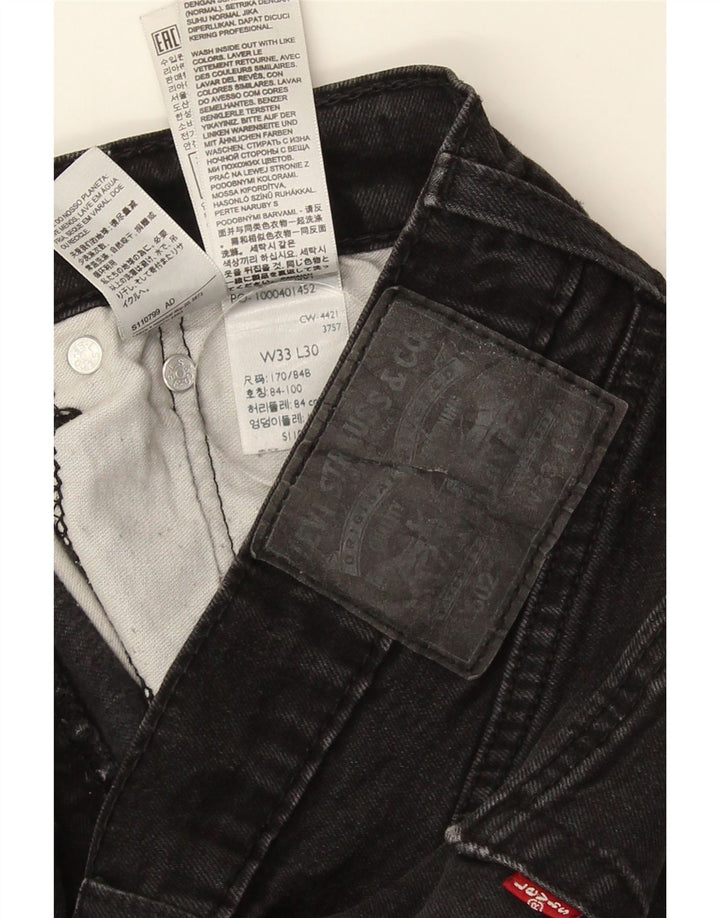 Levi's Herren 502 Tapered Jeans W33 L27 Schwarze Baumwolle
