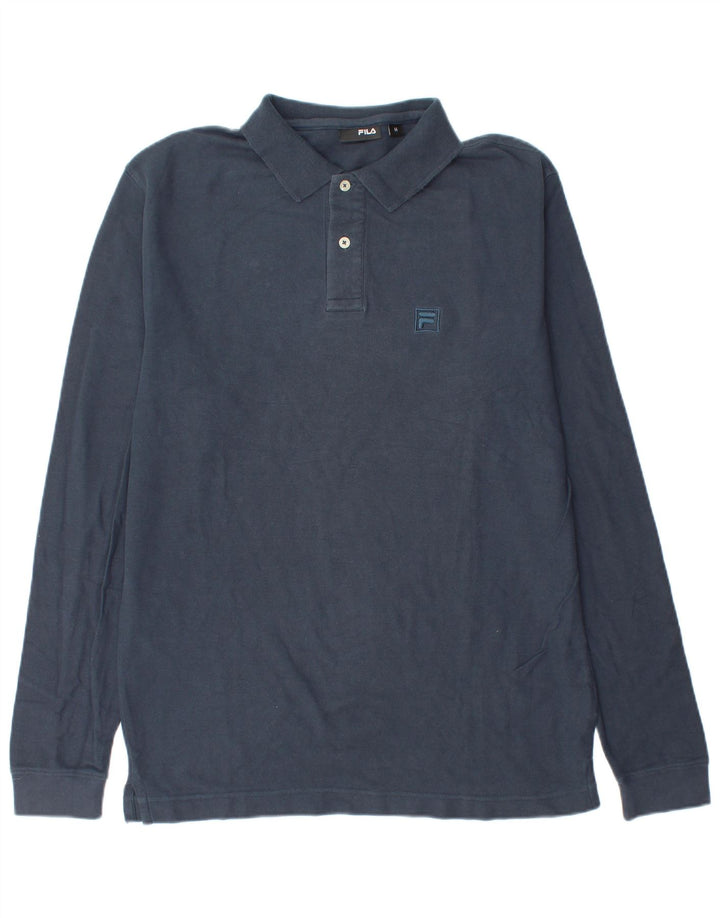 Fila Herren-Langarm-Poloshirt, mittelmarineblaue Baumwolle