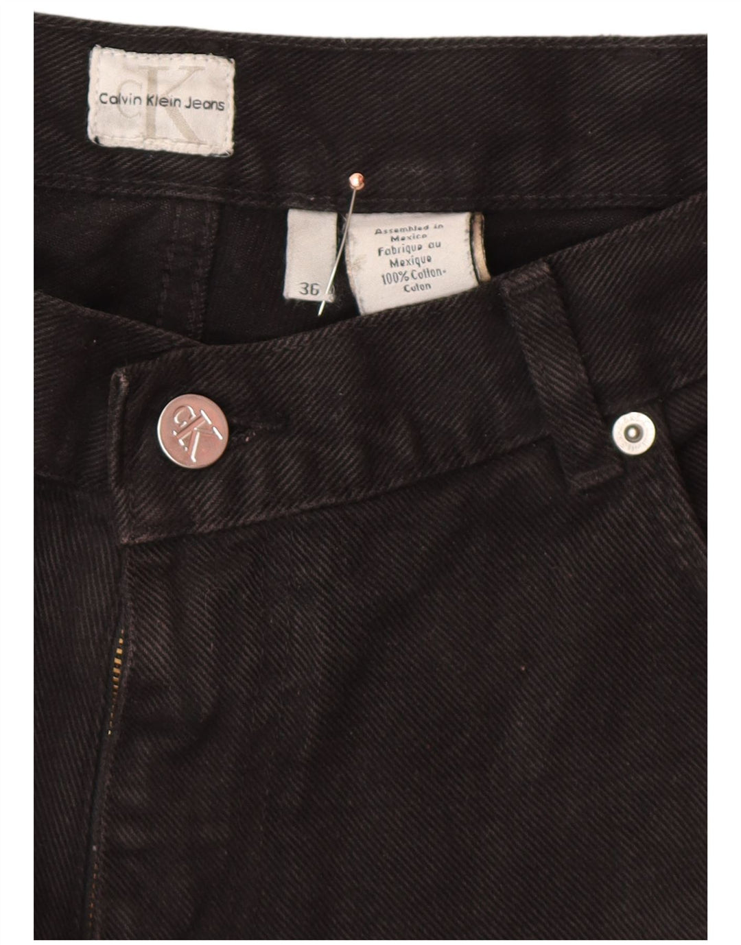 CALVIN KLEIN Damen Tapered Jeans W36 L34 Schwarze Baumwolle