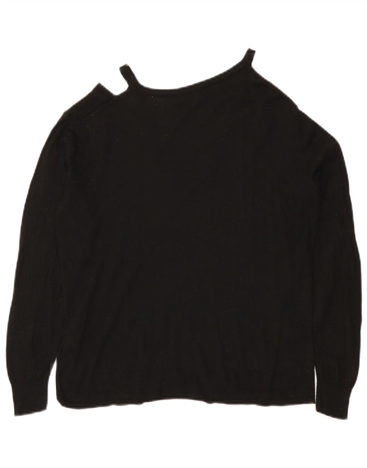 Zara Damen-Pullover mit V-Ausschnitt, UK 12, mittlere schwarze Viskose