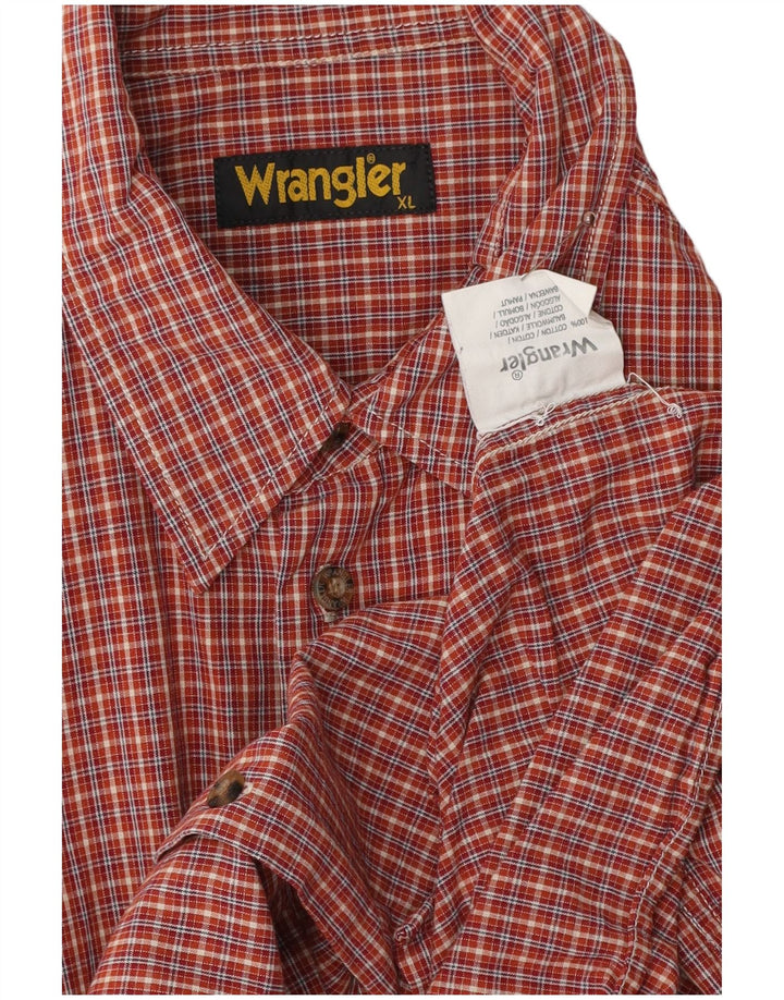 WRANGLER Herren-Kurzarmhemd XL, rot kariert, Baumwolle