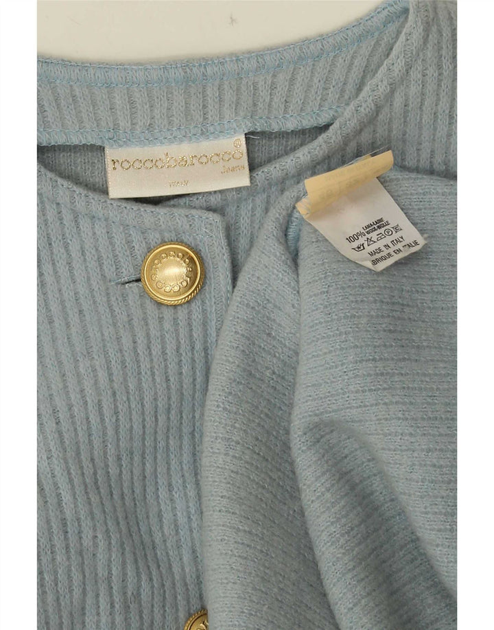 Roccobarocco Damen Grafischer asymmetrischer Cardigan-Pullover IT 46 Large Blau