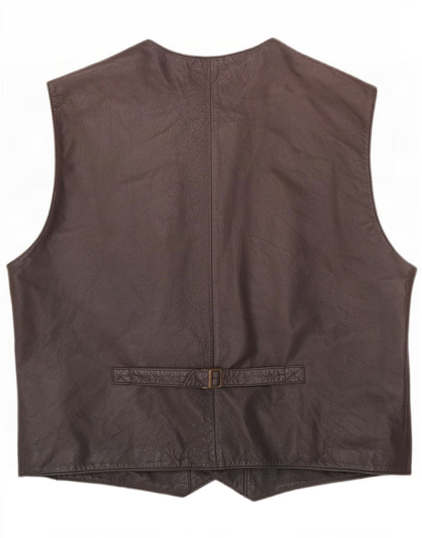Vintage Herren Lederweste IT 56 XL Schwarz