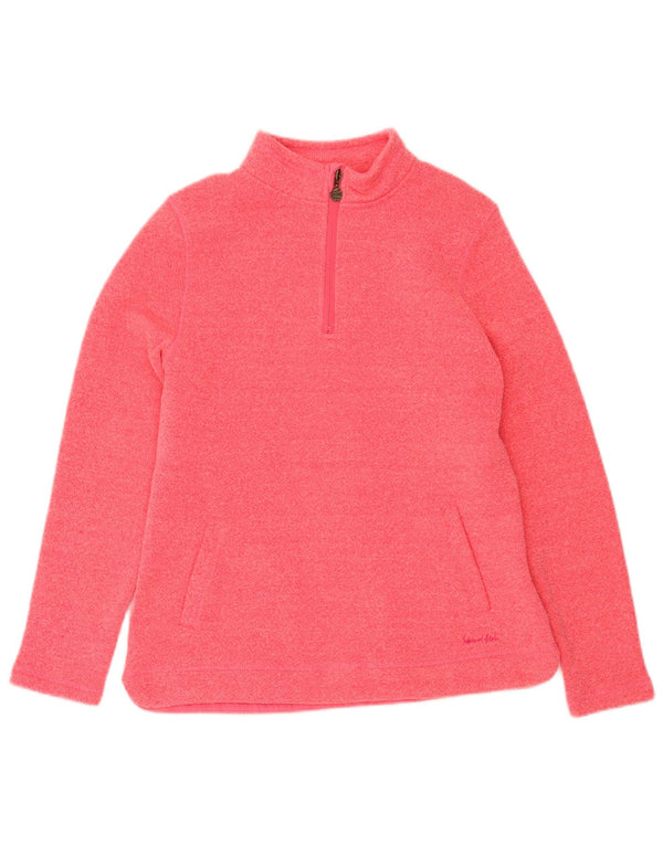 Weird Fish Womens 1/4 Zip Sweatshirt Jumper UK 14 Large Pink Flecked