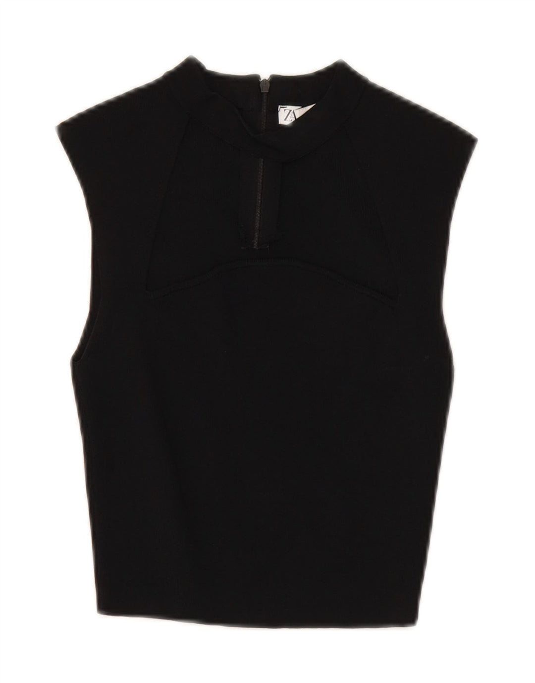 ZARA Womens Crop Blouse Top UK 10 Small Black Nylon Vintage Zara and Second-Hand Zara from Messina Hembry 