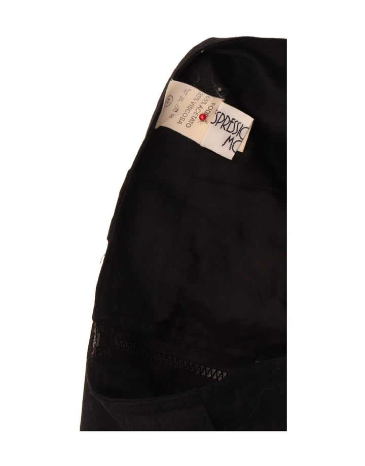 Vintage Damen Bleistiftrock IT 42 Medium W26 Schwarz Acetat