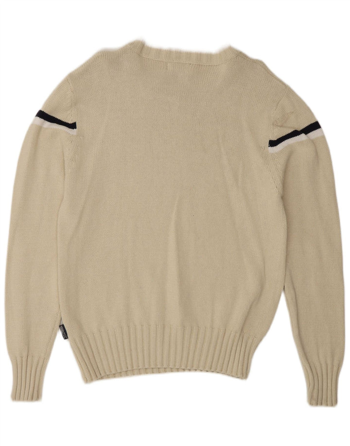 Woolrich Herren-Pullover mit grafischem U-Boot-Ausschnitt, mittelgroß, cremefarben gestreift