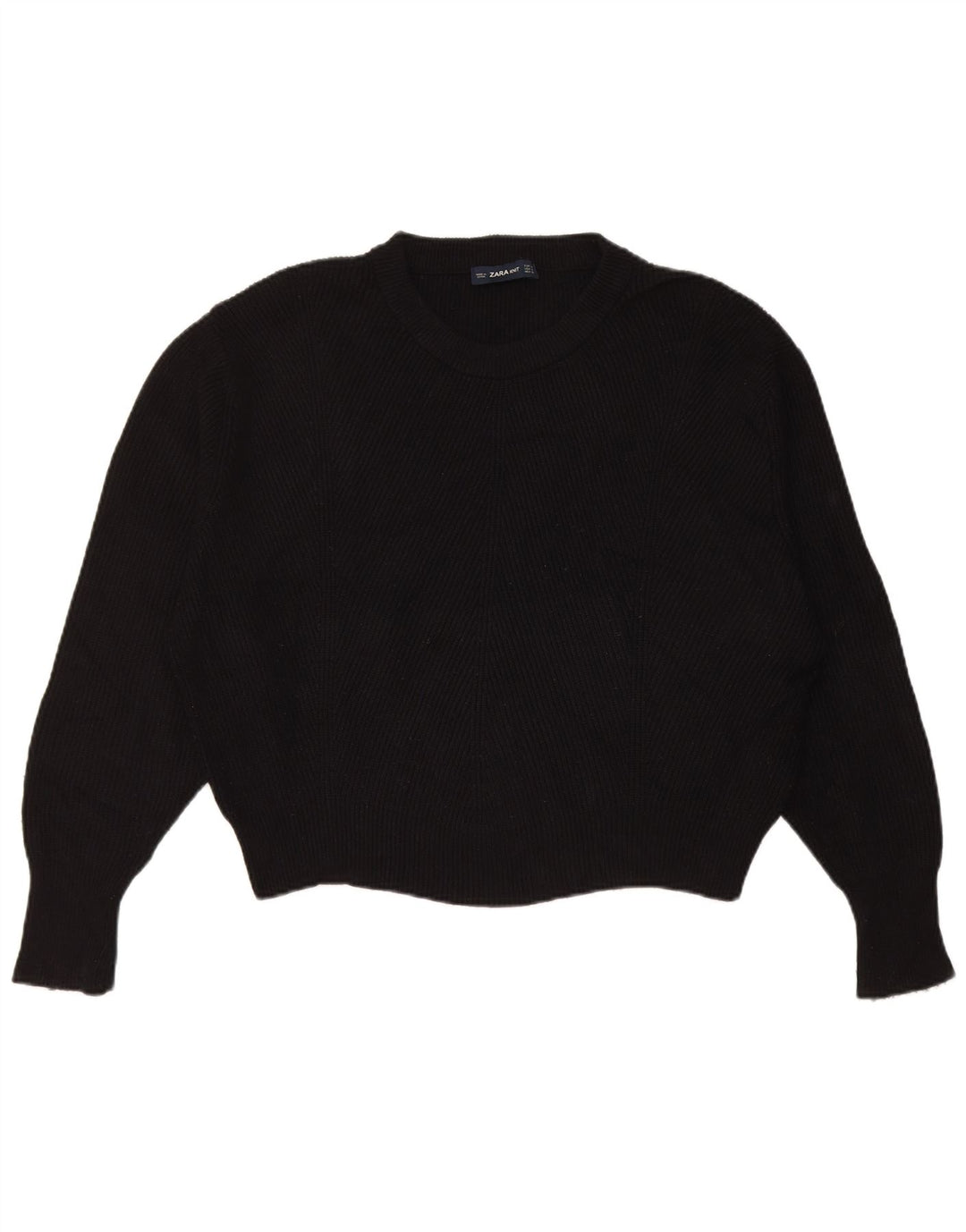 Zara Damen-Pullover, übergroß, Rundhalsausschnitt, Gr. 14, mittlere schwarze Viskose