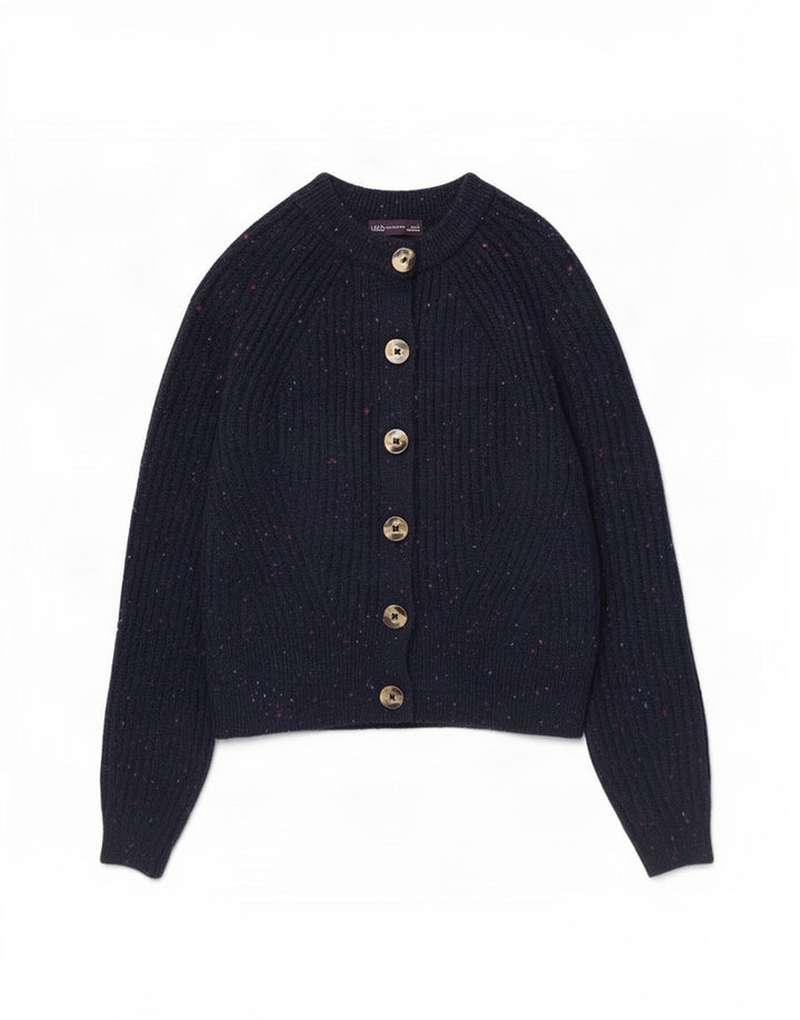 Marks & Spencer Damen-Strickjacke, Größe S, Marineblau meliert