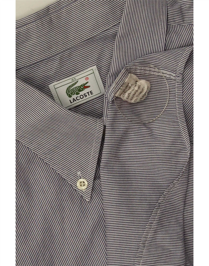 Lacoste Herrenhemd Größe 45 XL blaue Nadelstreifen-Baumwolle