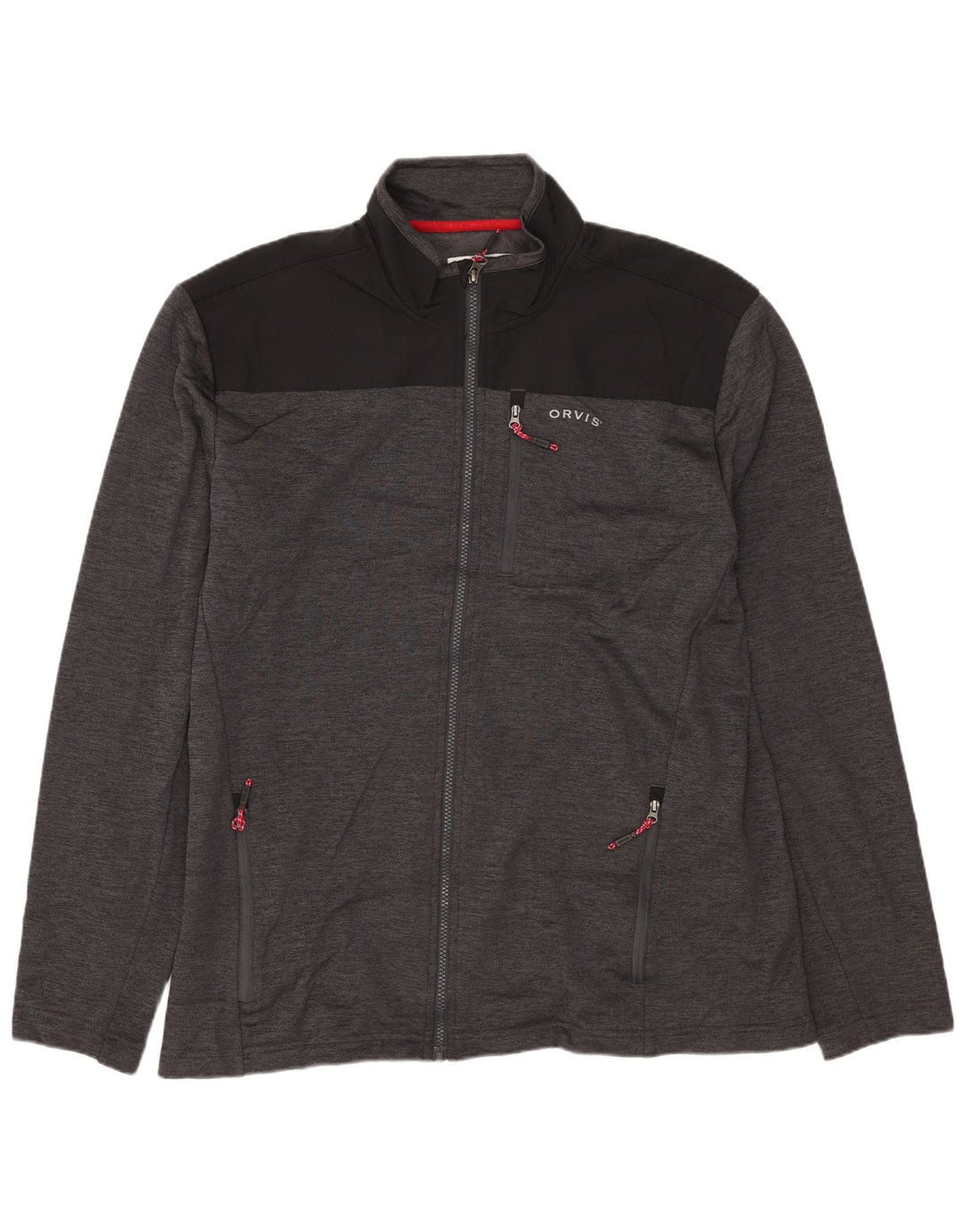 ORVIS Herren-Trainingsanzug-Top-Jacke, großes graues Farbblock-Polyester