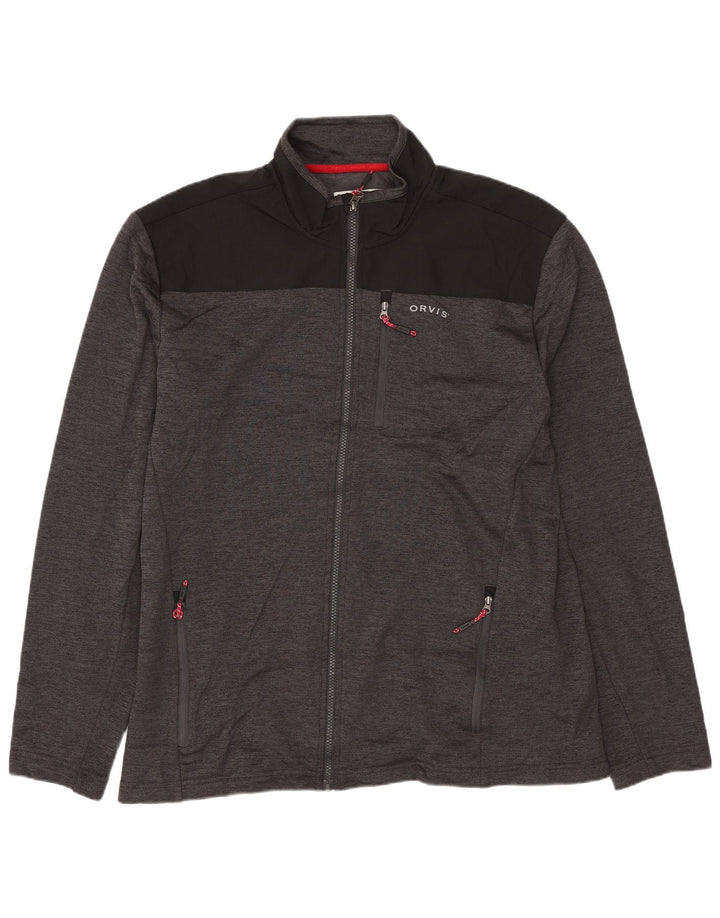ORVIS Herren-Trainingsanzug-Top-Jacke, großes graues Farbblock-Polyester