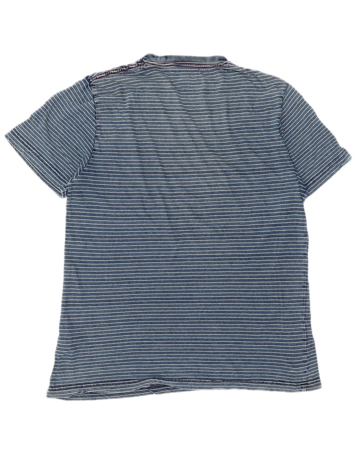 Penguin Herren-T-Shirt, groß, blau gestreift, Baumwolle