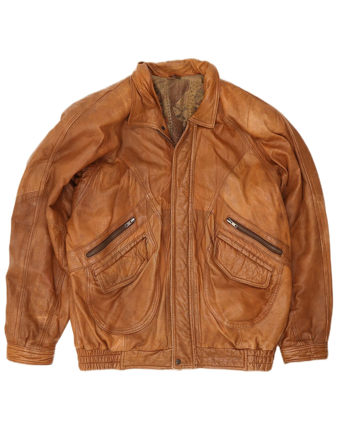 Vintage Herren Lederjacke IT 56 2XL Braun