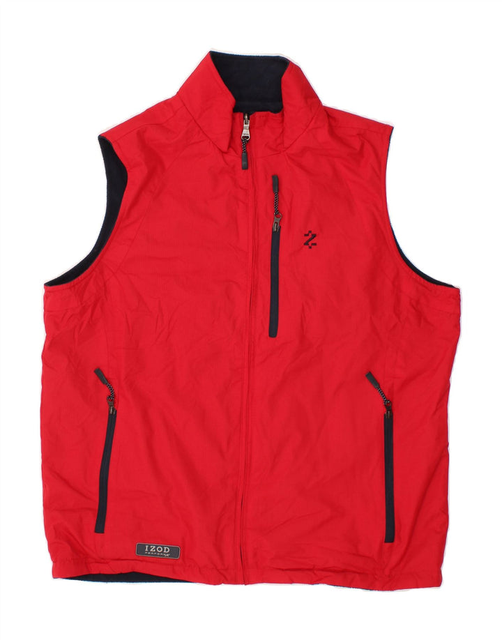 IZOD Mens Reversible Gilet UK 38 Medium Red Colourblock Polyester Vintage Izod and Second-Hand Izod from Messina Hembry 
