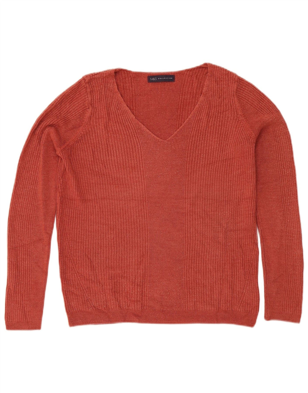 Marks & Spencer Damen-Pullover mit V-Ausschnitt, UK 12, Mittelbraun, Acryl