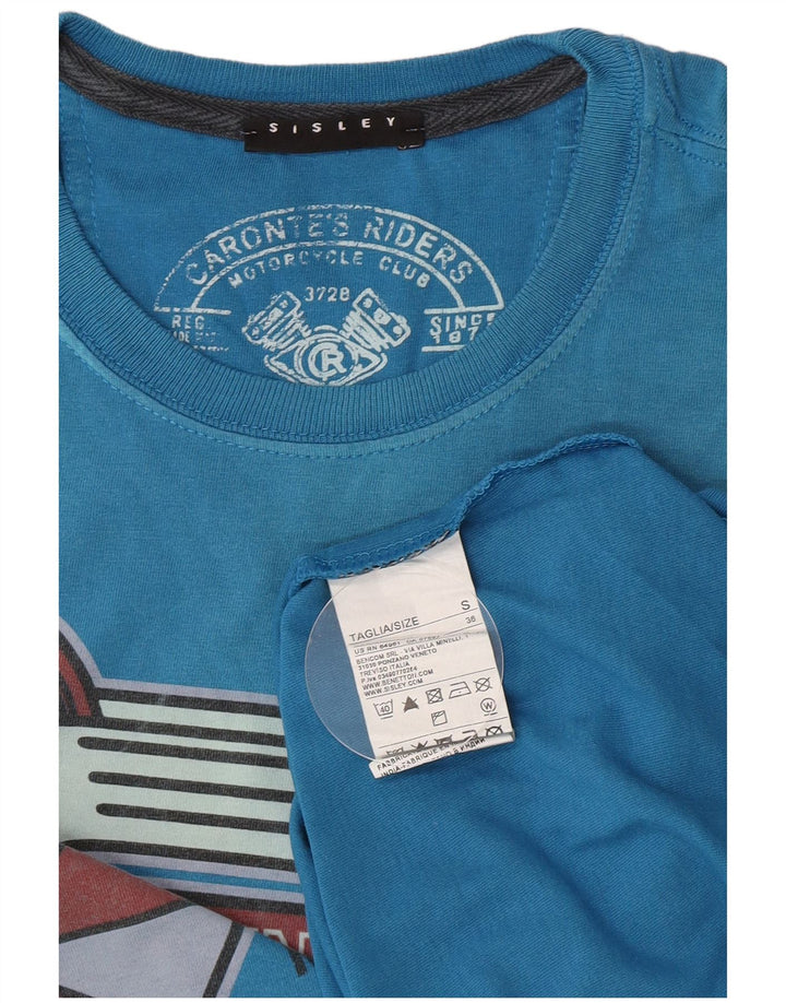 Sisley Herren-T-Shirt mit Grafik, Größe S, Blau, Baumwolle