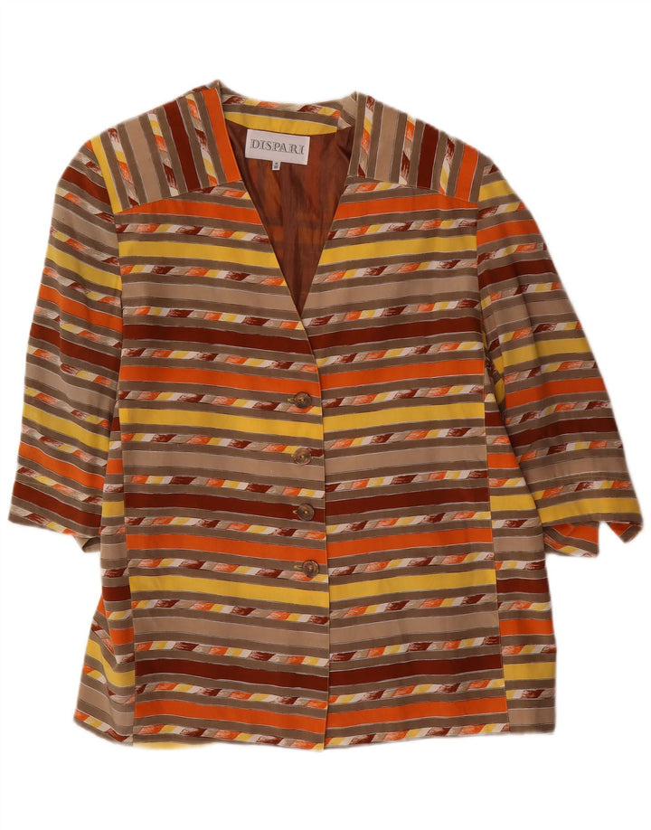Vintage Damen 4-Knopf-Blazerjacke IT 48 XL Mehrfarbig gestreift
