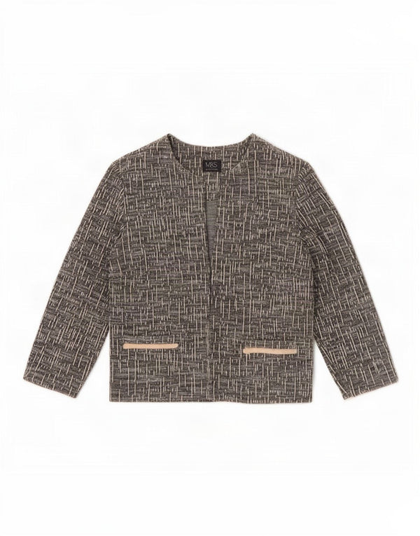 Marks & Spencer Damen-Blazerjacke mit 3/4-Ärmeln, Gr. 14, Größe L, Grau meliert