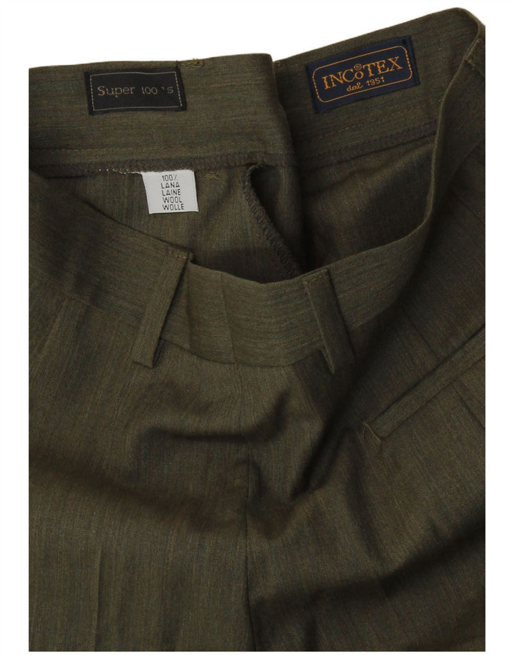 INCOTEX Damen Anzughose mit Pegged-Anzug, UK 8, Größe S, W26, L28, Khaki, Wolle