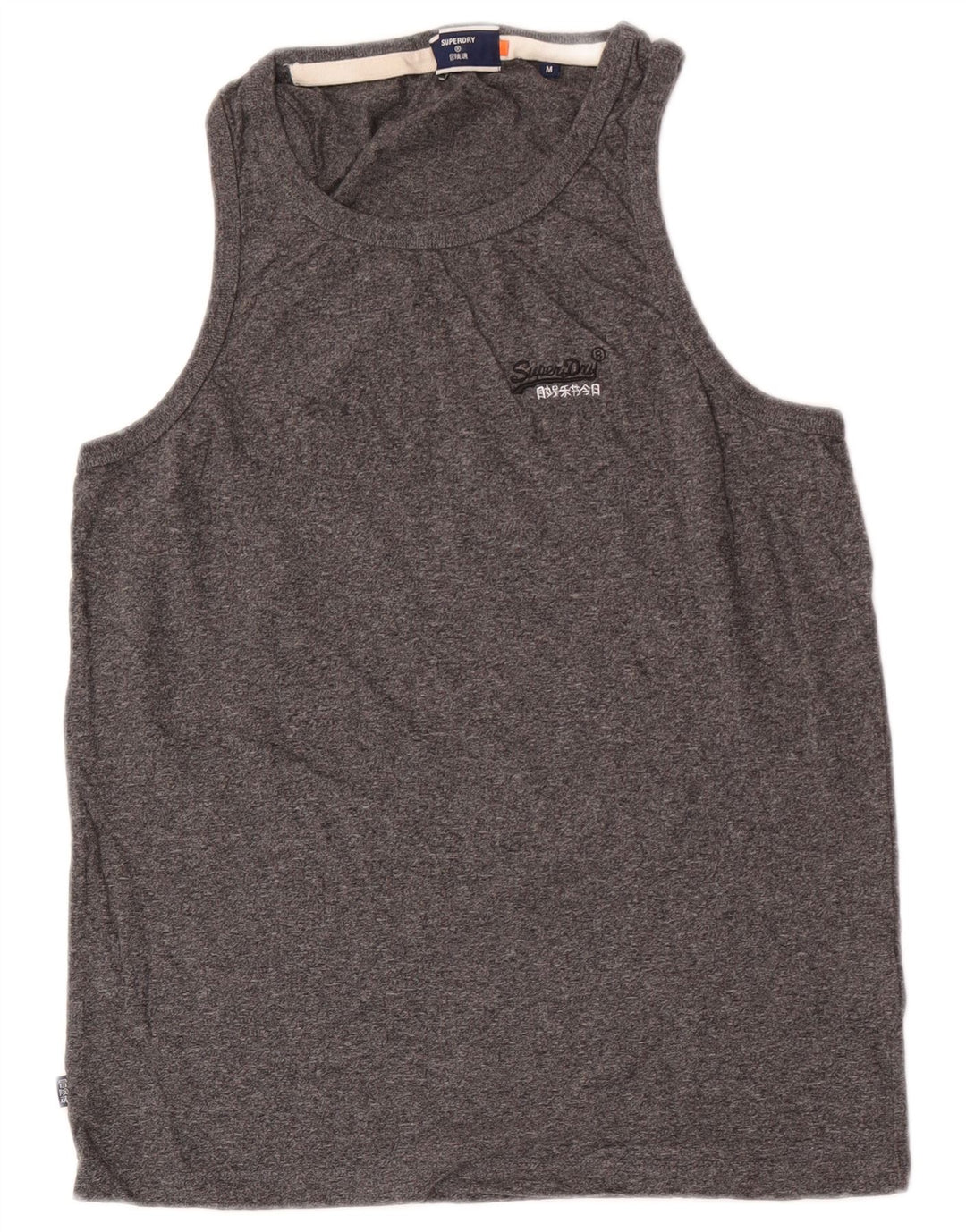 Superdry Herren Slim-Trägershirt aus mittelgrau gesprenkelter Baumwolle