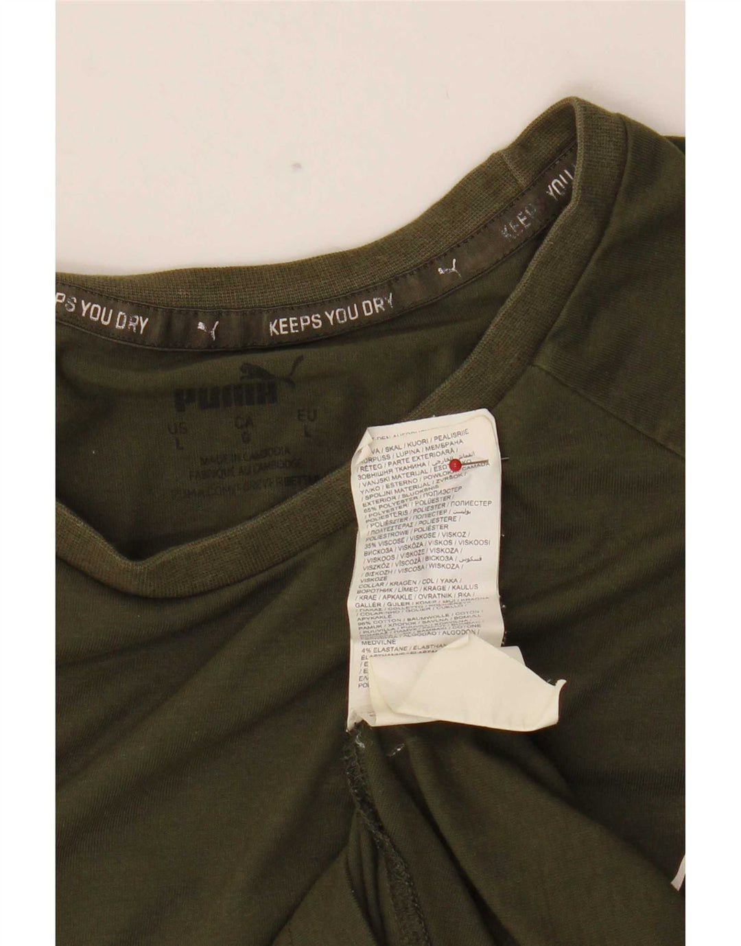 Puma Herren T-Shirt Top Large Khaki Baumwolle