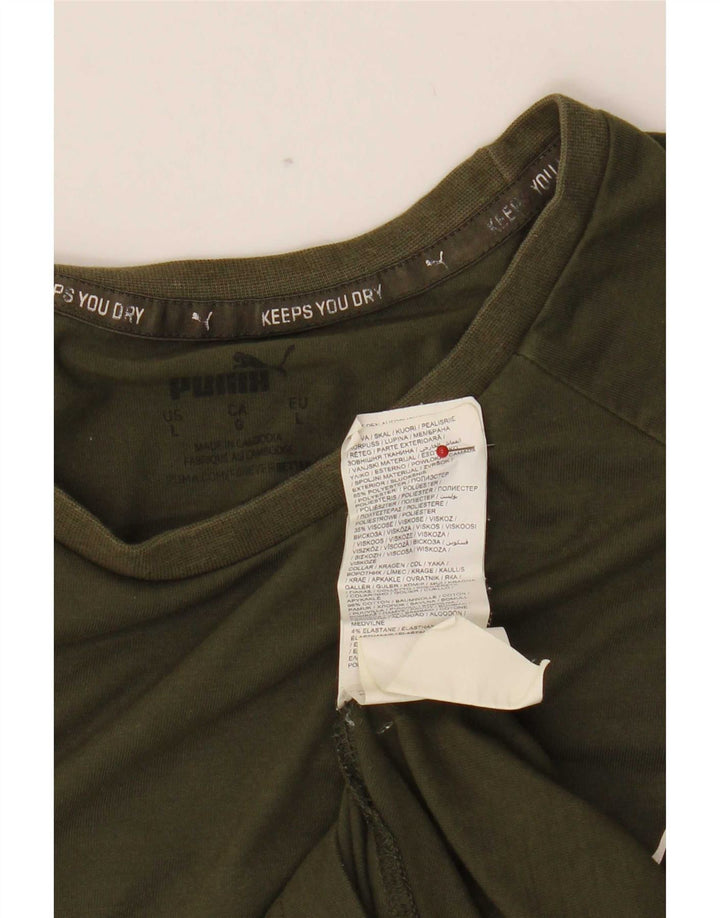 Puma Herren T-Shirt Top Large Khaki Baumwolle