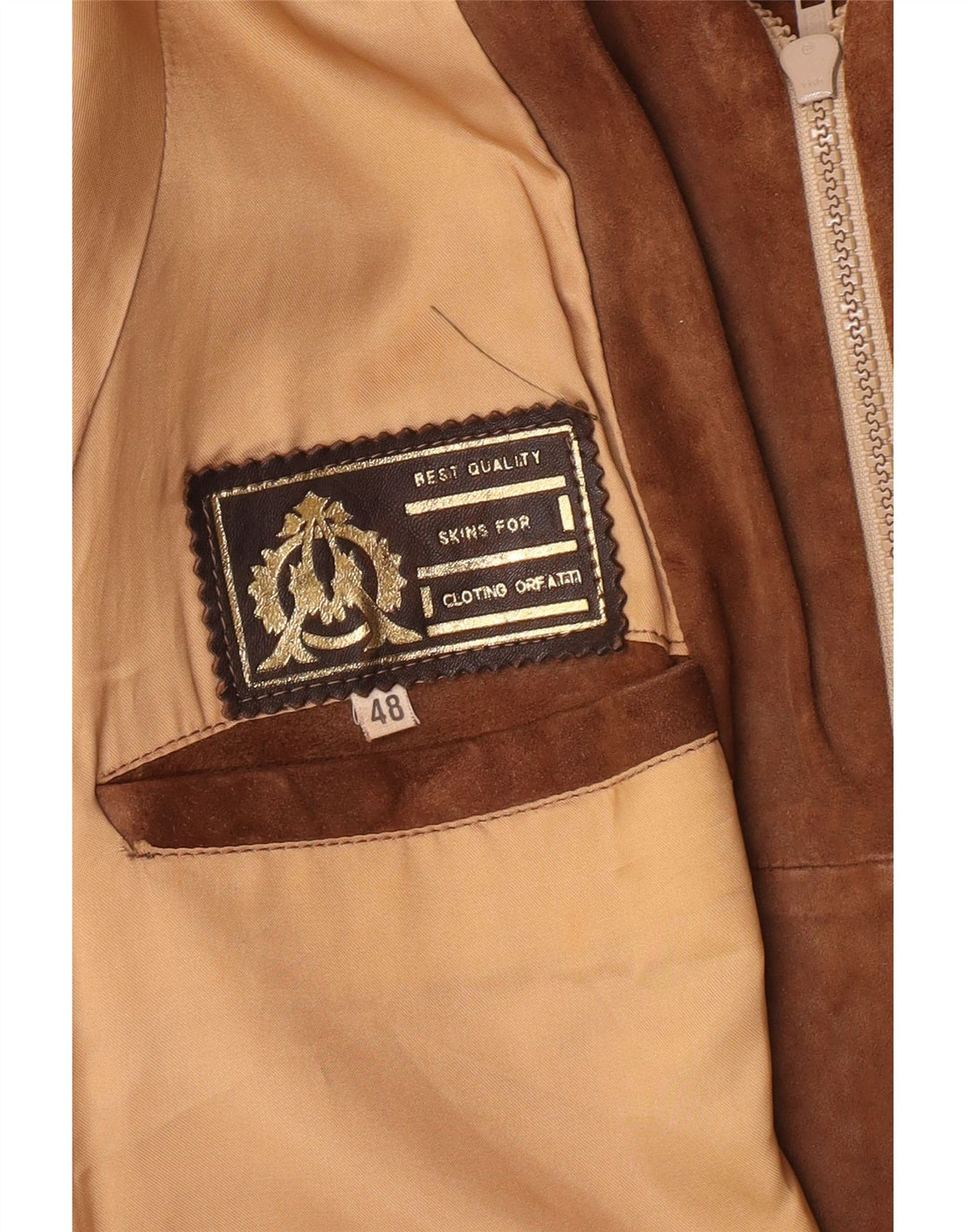 Vintage Herren Wildleder Bomberjacke IT 48 Mittelbraunes Leder