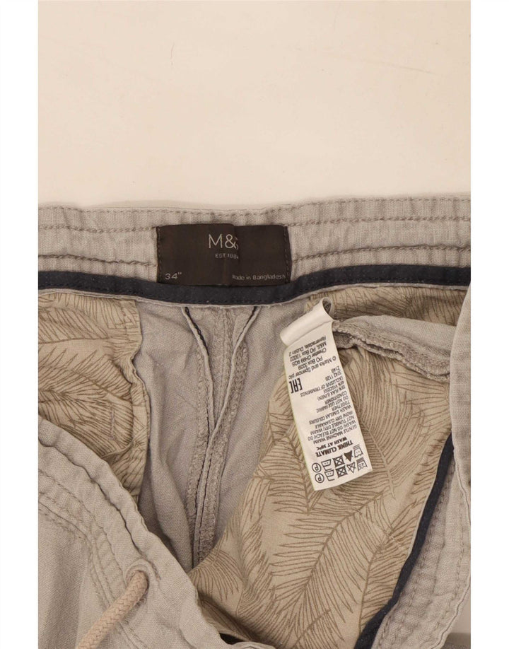 Marks & Spencer Herren-Chinoshorts, Größe L, W34, graues Leinen