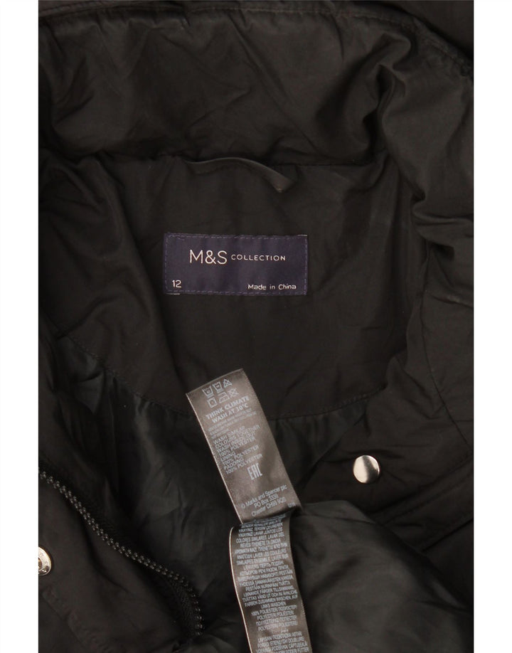 Marks & Spencer Wattierte Damenjacke mit Kapuze, UK 12, Mittelschwarz, Polyester