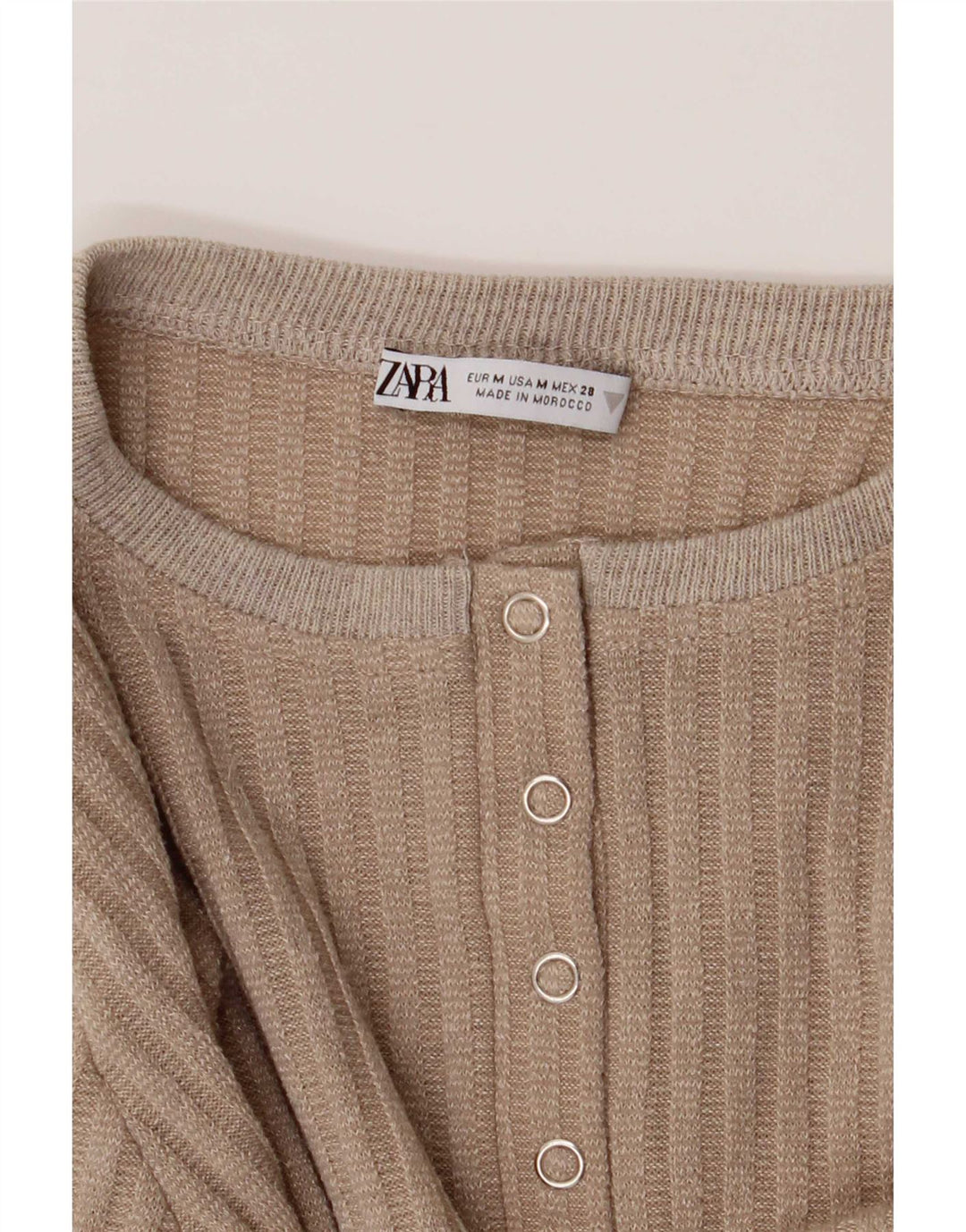 Zara Damen Langarm-Body UK 12 Mittelbeige meliert