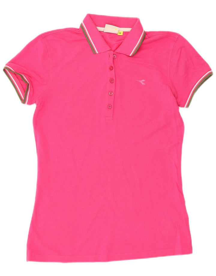 Diadora Damen Poloshirt UK 12 Mittelrosa Baumwolle