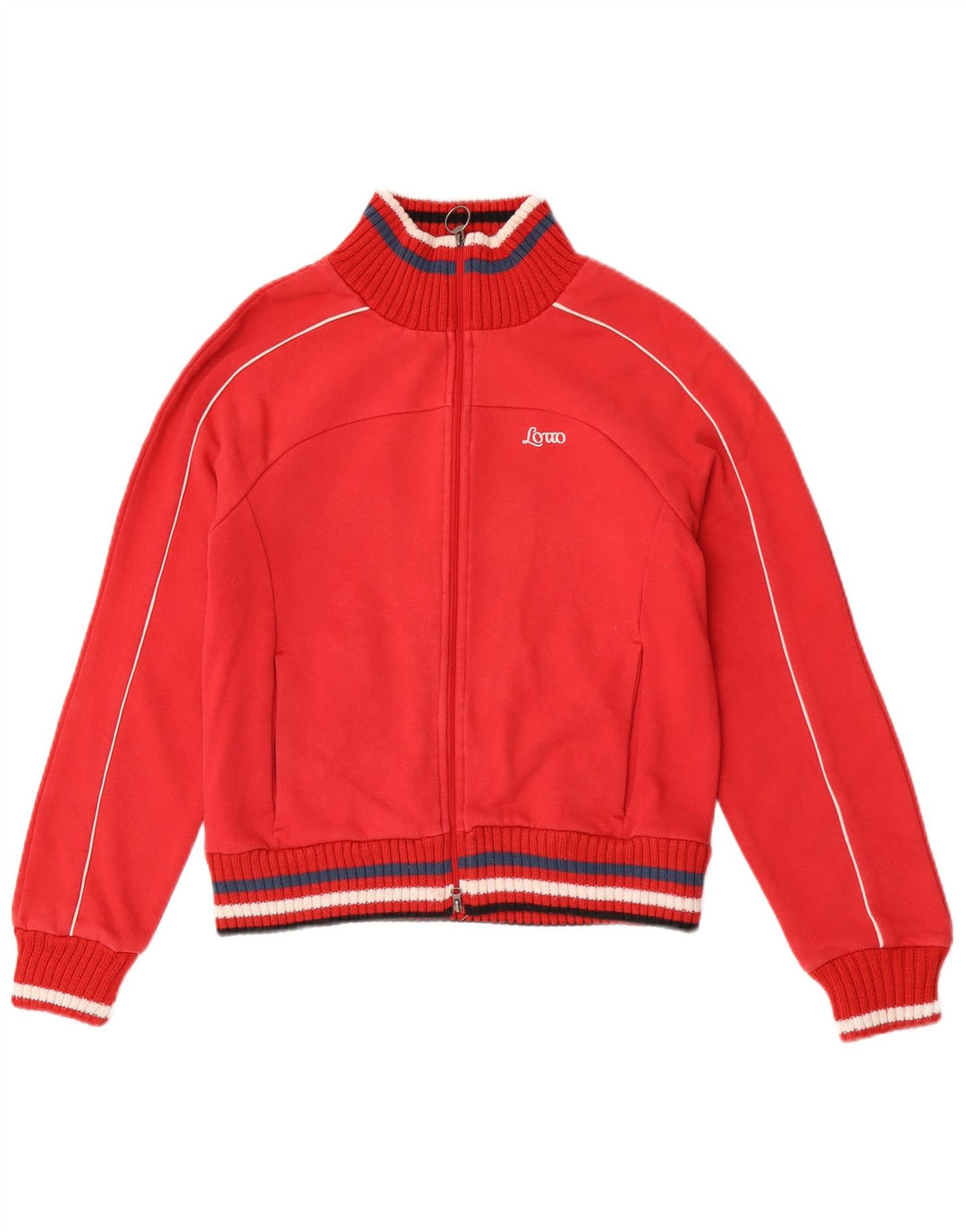 Lotto Damen-Trainingsanzug-Top-Jacke, UK 12, mittelrot, gestreift, Baumwolle